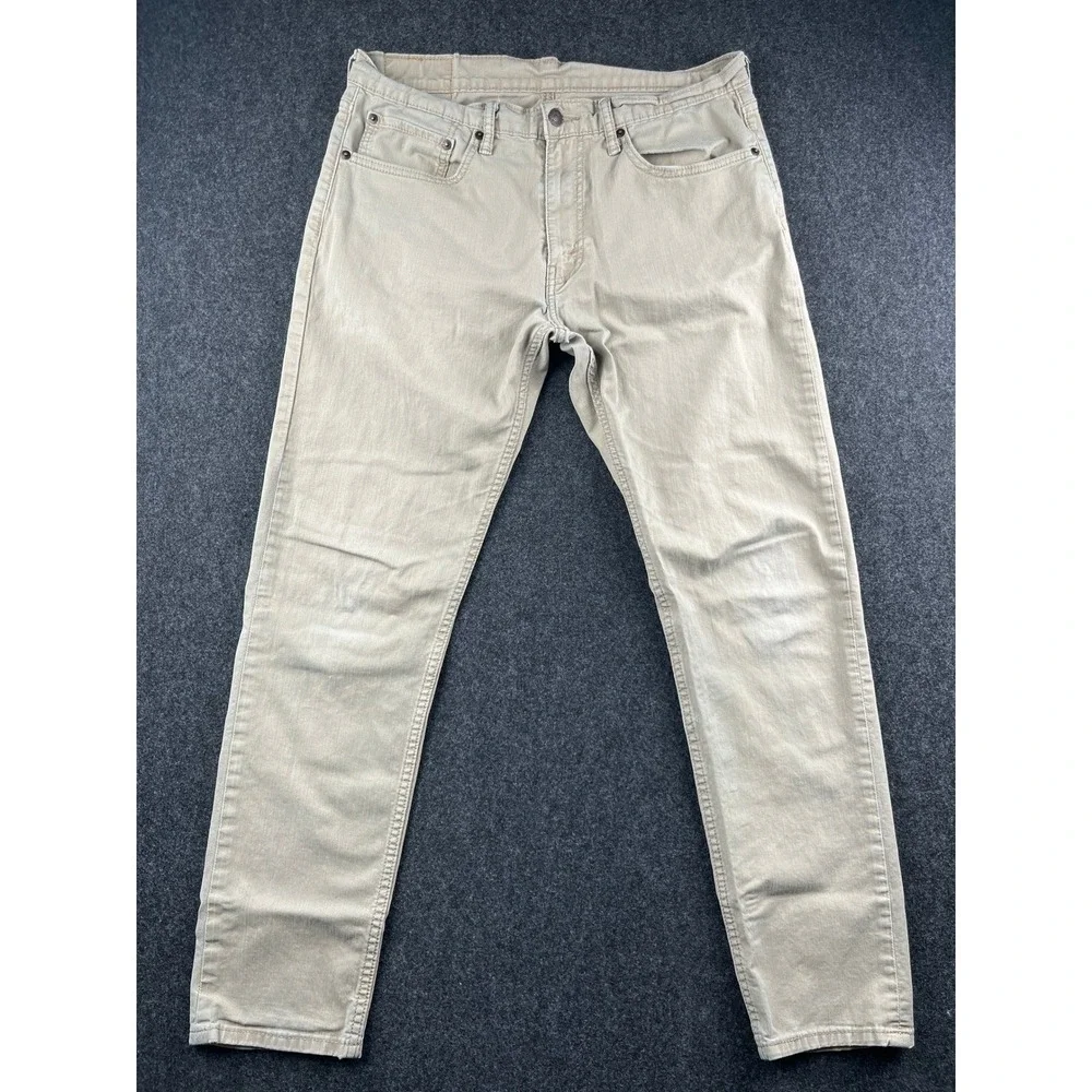 Levis 512 Slim Taper Khaki Tan Pants Mens 32x28 Vintage 28833-0051 Stretch